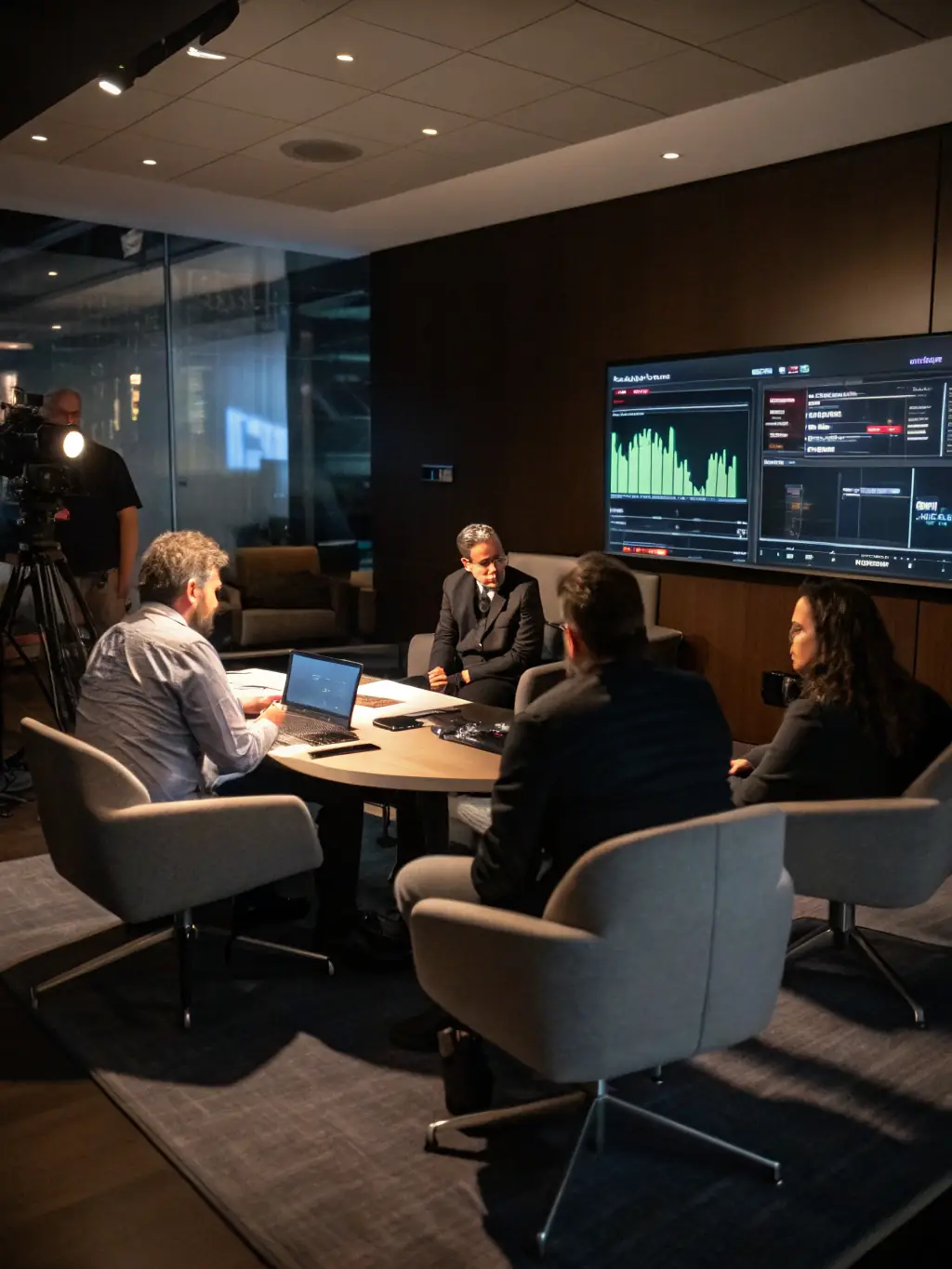 An image depicting a team collaborating on a film project, highlighting the collaborative features of Maslmk Store's tools.