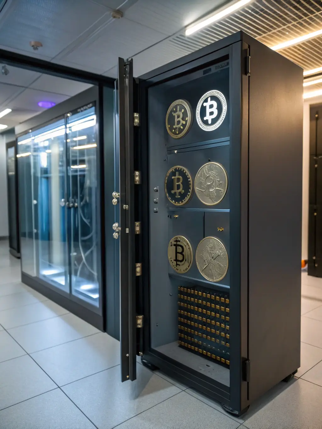 A secure digital vault representing Maslmk Store's payment system, emphasizing the safety and reliability of financial transactions.
